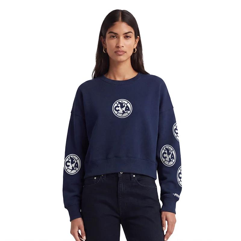 SUDADERA DE CUELLO REDONDO LIGA MX CLUB AMERICA ALL PRO PARA MUJER S / AZUL MARINO