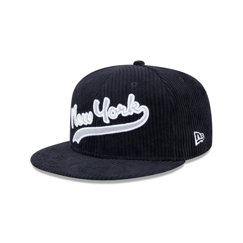 New Era Branded Cord Black 59FIFTY Fitted Hat 7 1/2