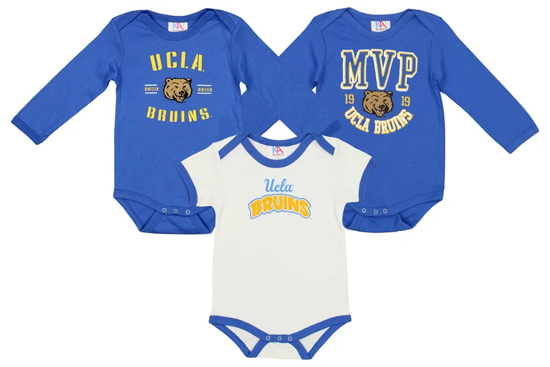 Knights Apparel NCAA UCLA Infant/Toddler Bodysuit Long Sleeve & Short Sleeve Cotton Lapped Shoulder, Trb/Wht 24 Months