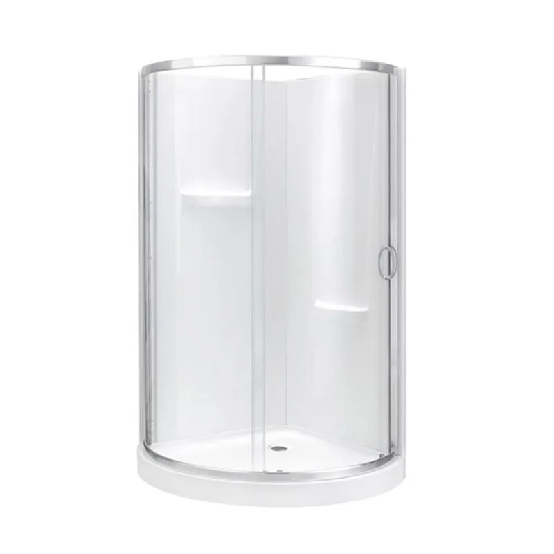 OVE Decors Breeze Chrome 77.48-in x 32.68-in x 32.68-in Round Corner Shower Kit - 3-Piece