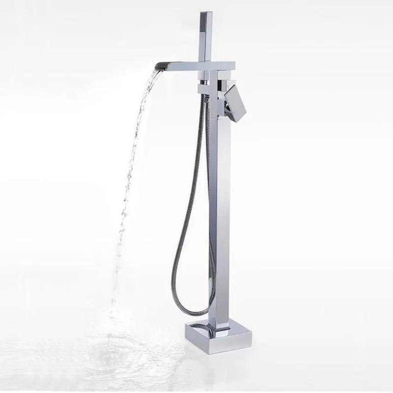 OVE Decors Infinity Chrome 1-Handle Freestanding Bathtub Faucet with Hand Shower (Valve Included)