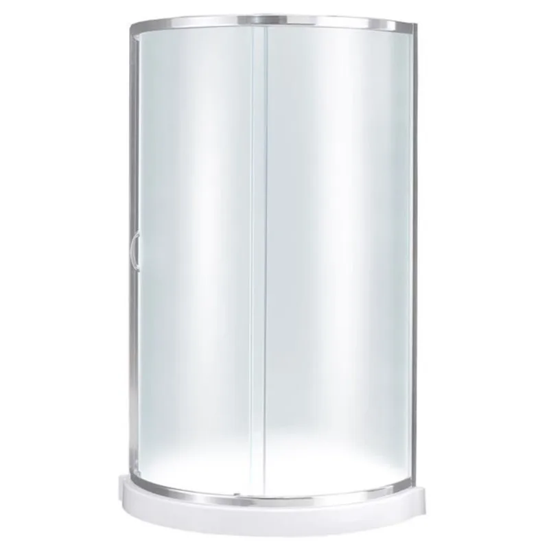 OVE Decors Breeze 34 L x 34 W x 76.97-in H Corner Shower Kit w/Frosted Chrome Framed Sliding Door and Base