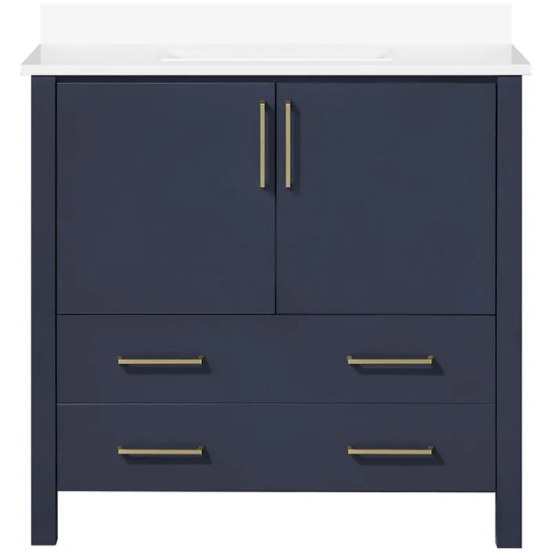 Ove Decors Lorenzo 36-in Midnight Blue MDF 1-Sink Vanity with Cultured Marble Top