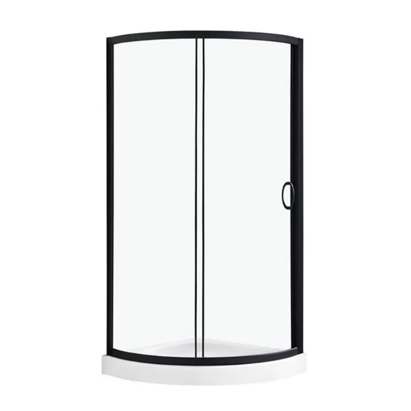 OVE Decors Breeze 32 L x 32 W x 76.97-in H Corner Shower Kit w/Clear Black Framed Sliding Door and Base