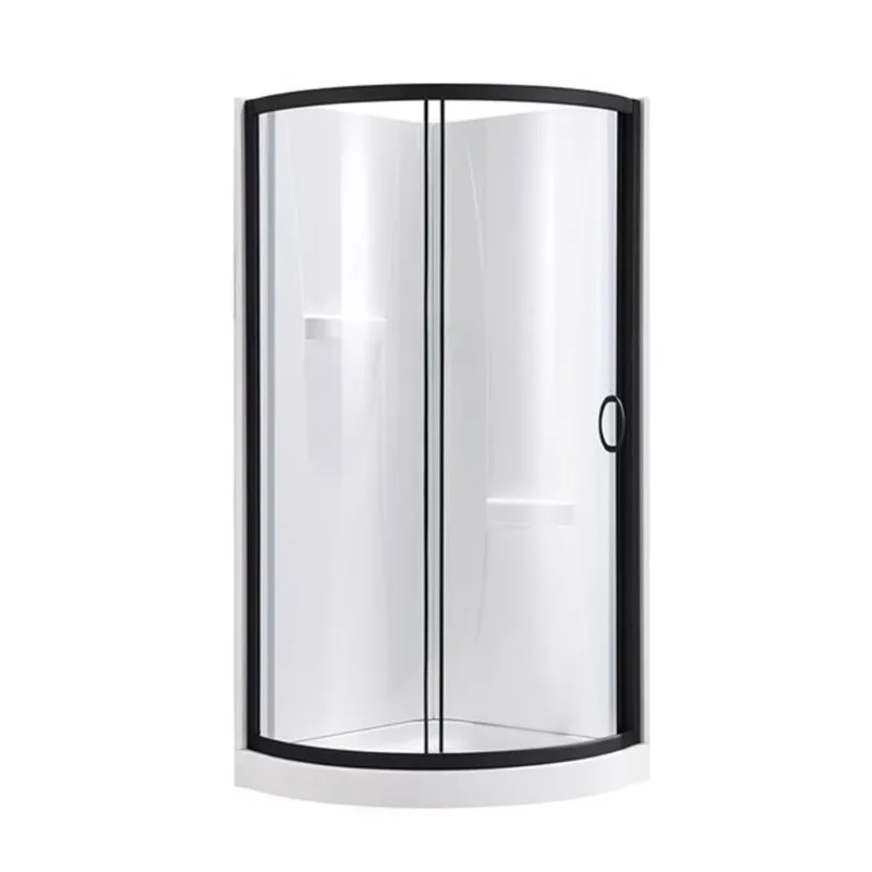 OVE Decors Breeze Black 77.48-in x 32.68-in x 32.68-in Round Corner Shower Kit - 3-Piece