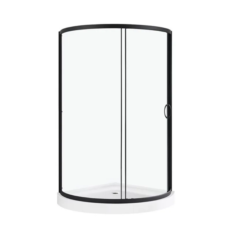 OVE Decors Breeze 36 L x 36 W x 76.97-in H Corner Shower Kit w/Clear Black Framed Sliding Door and Base