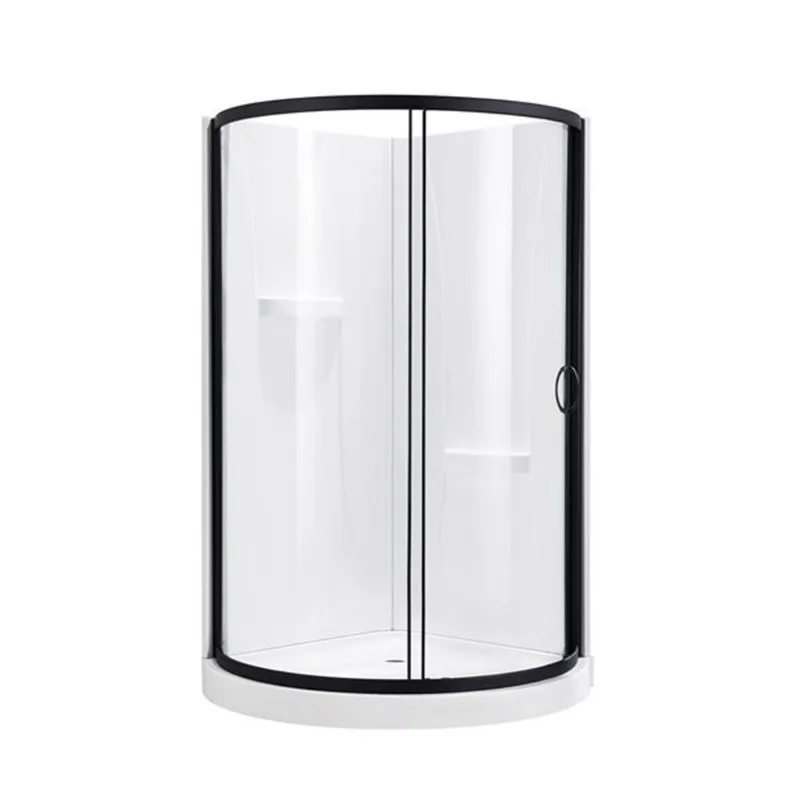 OVE Decors Breeze Black 77.48-in x 40.08-in x 40.08-in Round Corner Shower Kit - 3-Piece