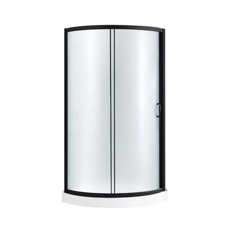 OVE Decors Breeze 32 L x 32 W x 76.97-in H Corner Shower Kit withFrosted Black Framed Sliding Door and Base