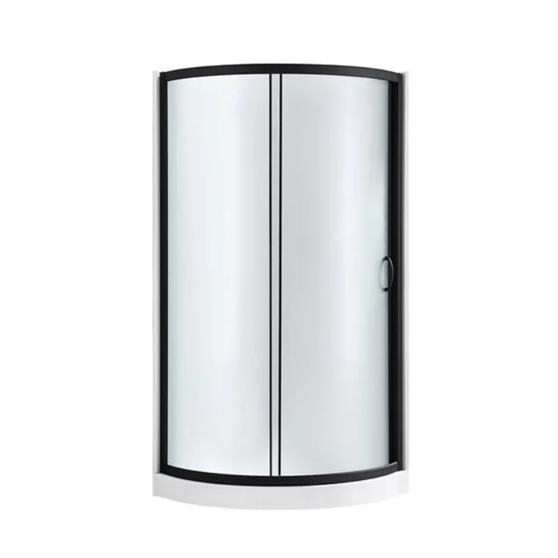 OVE Decors Breeze 32 L x 32 W x 76.97-in H Corner Shower Kit with Frosted Framed Sliding Door in Black
