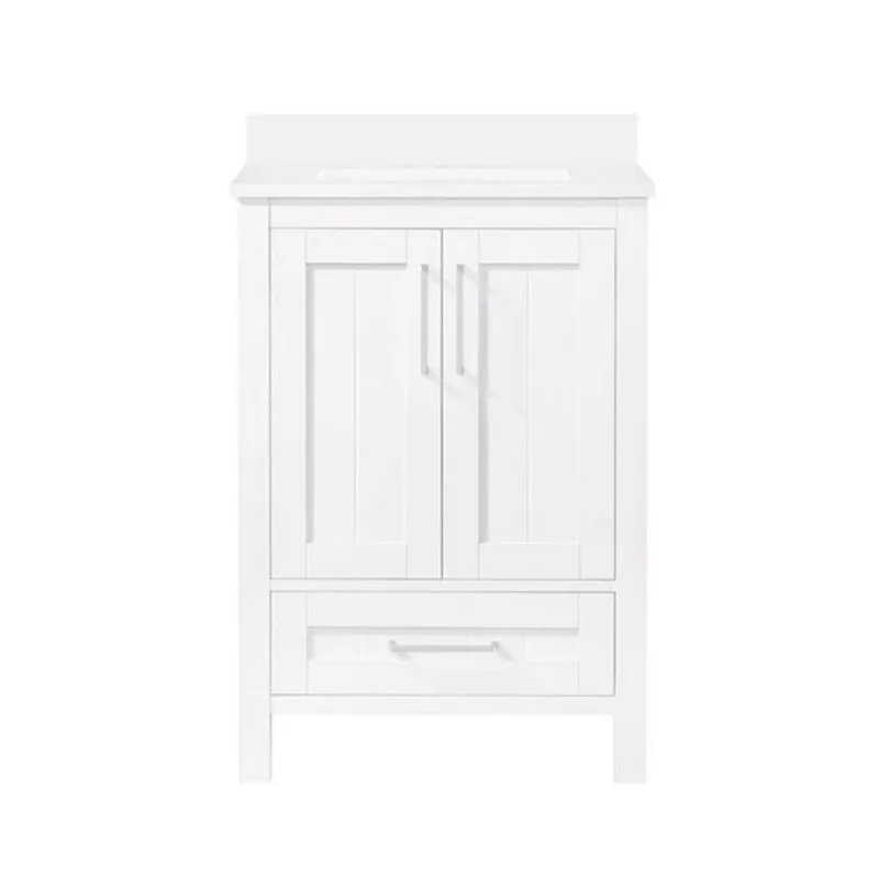 OVE Decors Kansas 24-in W x 19-in D x 34-in H Single Sink Bath Vanity in White with White Engineered Stone Top