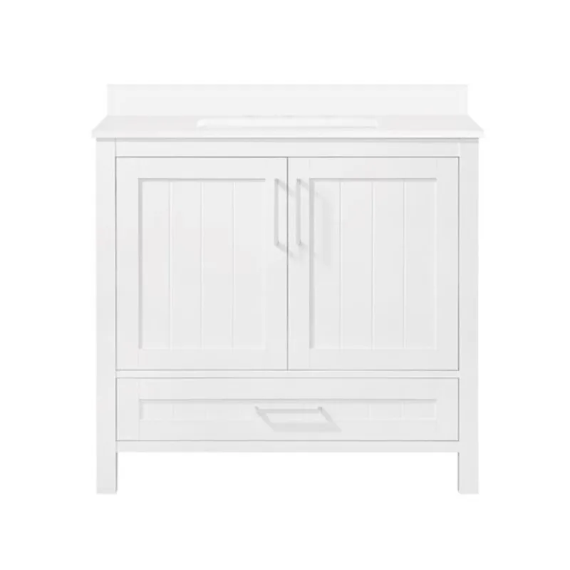 OVE Decors Kansas 36-in W x 19-in D x 34-in H Single Sink Bath Vanity in White with White Engineered Stone Top