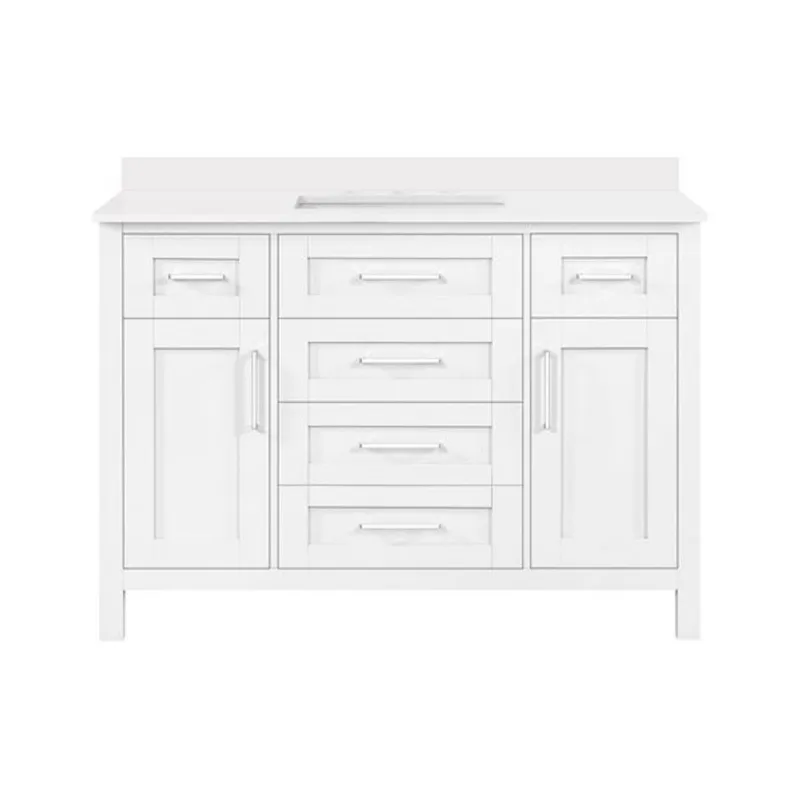 OVE Decors Tahoe 48-in White Single Sink Bathroom Vanity with White Marble Top
