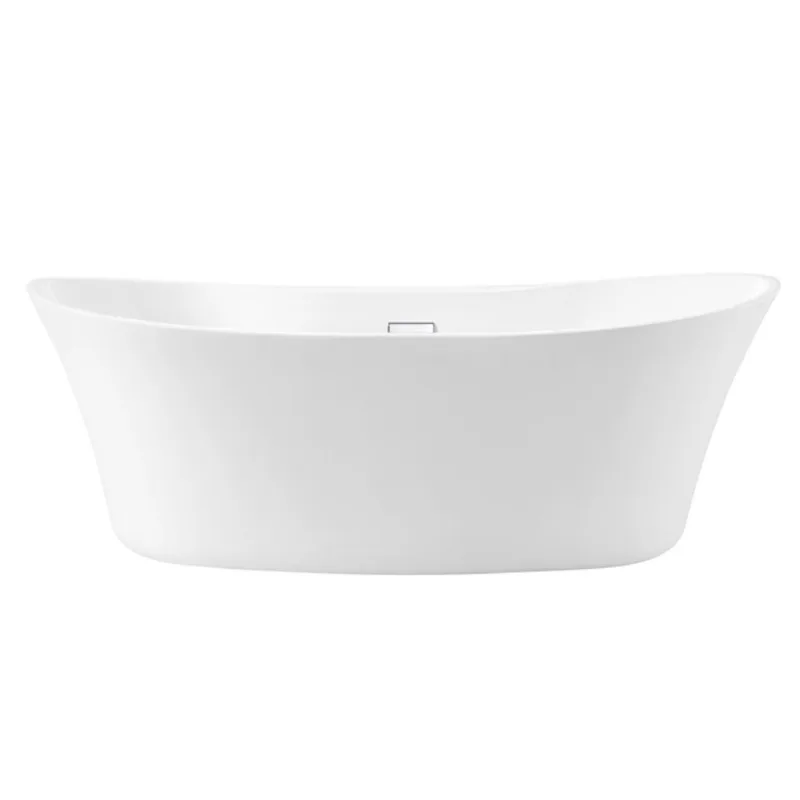 OVE Decors Canberra 66-in Glossy White Acrylic Freestanding Bathtub with Polished Chrome Drain