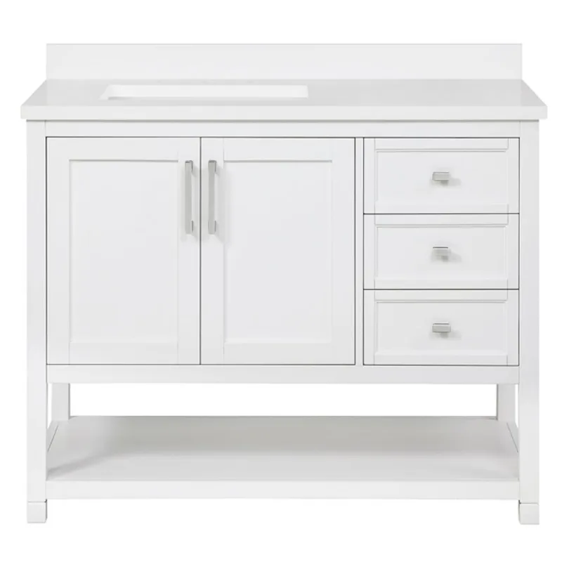 OVE Decors Naomy 42-in White MDF Vanity Combo with 24-in x 30-in Mirror