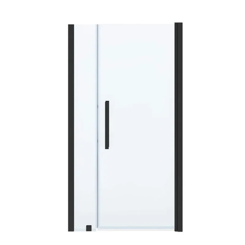 OVE Decors Pasadena 42 x 72-in Black Alcove Frameless Pivot Shower Door