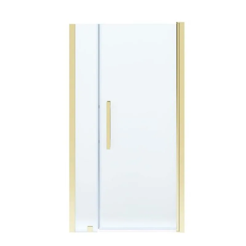 OVE Decors Pasadena 42 x 72-in Brushed Gold Alcove Frameless Pivot Shower Door