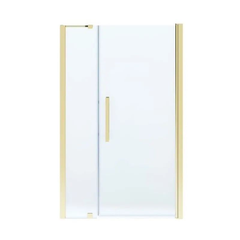 OVE Decors Pasadena 48 x 72-in Brushed Gold Alcove Frameless Pivot Shower Door