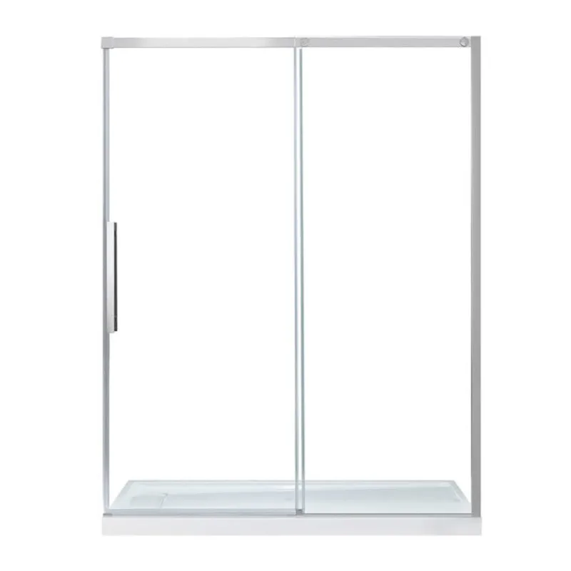 Landon & Co. Archibald Polished Chrome Frameless Reversible Clear Glass Sliding Shower Door - 60-in