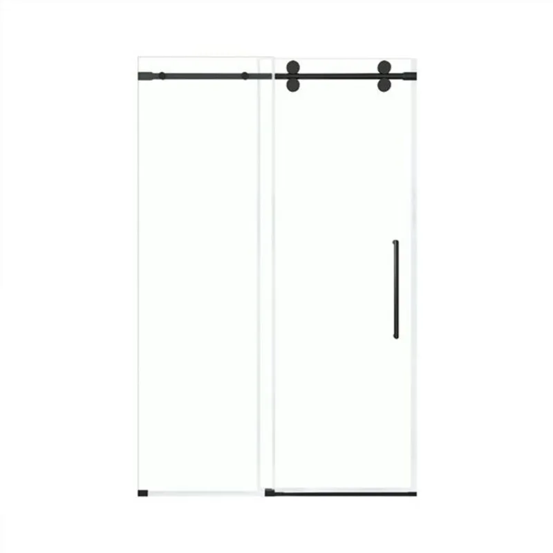 OVE Decors Reva 48 x 74-in Black Frameless Sliding Clear Glass Straight Alcove Shower Door