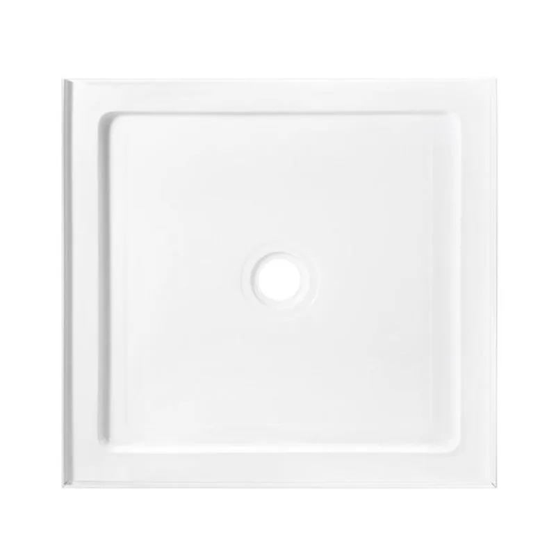 OVE Decors 36 x 32-in Acrylic Shower Base w/ Centre Drain and Reversible Design - White