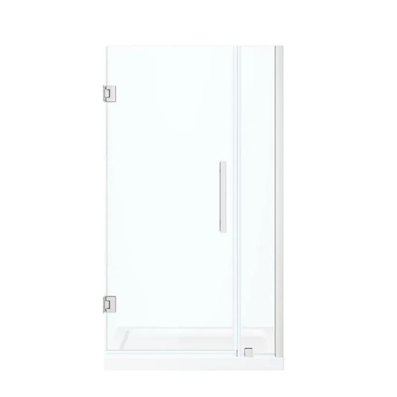 OVE Decors Panama 36 x 32 x 74 3/4-in Chrome Alcove Frameless Pivot Hinge Shower Door Kit with Base Pan