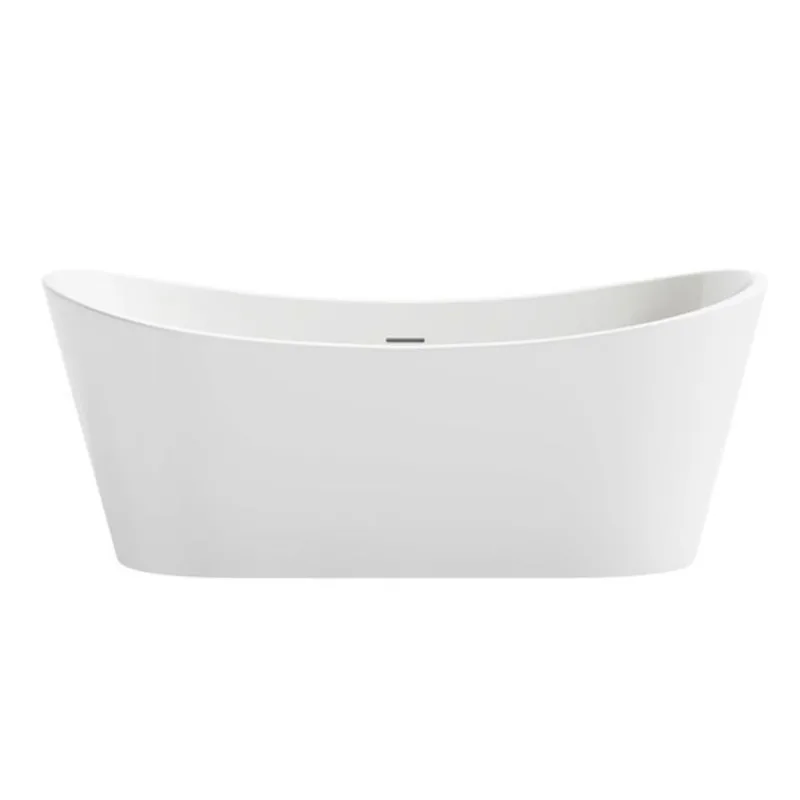 OVE Herschel Freestanding Bathtub Acrylic 60-in with Matching Pop-Up Drain – Glossy White