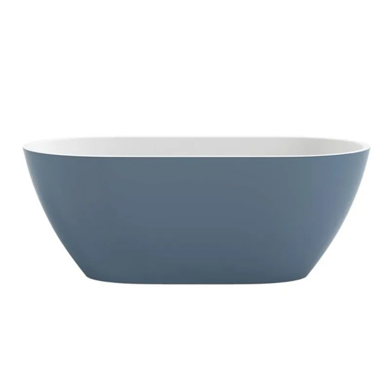 OVE Ayago Freestanding Bathtub Acrylic 59-in with Pop-Up Drain – Chambray / White