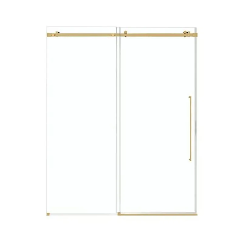 OVE Decors Selby Sliding Shower Door Kit w/ Base and Slim Frame 60 x 36-in - Brushed Gold