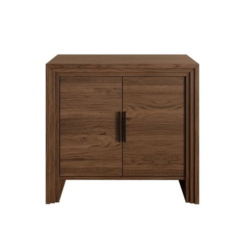 OVE Jenna Accent Cabinet Modern Fluted with Matte Black Hardware 35-in – Warm Walnut