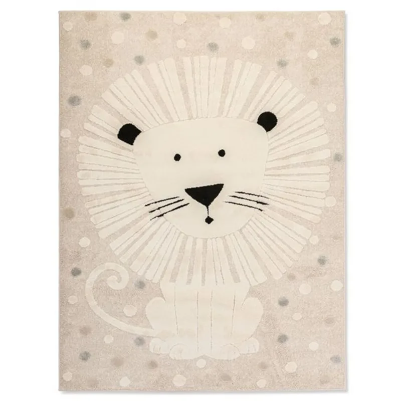 Erbanica 5-ft 3-in x 7-ft Kids Soft Cute Lion Indoor Rectangle Rug - Pastel Off-White
