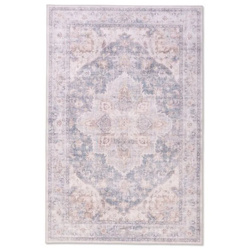 Erbanica Tranquil Traits 8 W x 10-ft L Rectangular Pastel Blue Grey Washable Indoor Area Rug