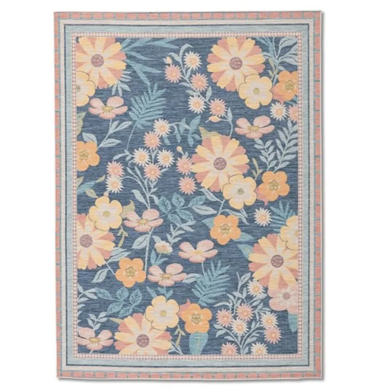 Erbanica 8 x 10-ft Floral Harmony Outdoor Rectangle Rug - Navy