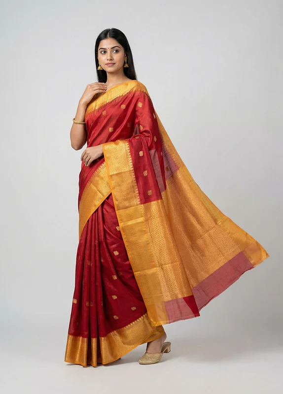 Pink Handloom Kanchipuram Pure Silk Saree With Blouse Piece One Size