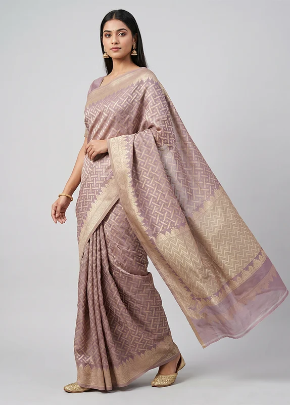 Pink Pure Cotton Saree With Blouse Piece One Size