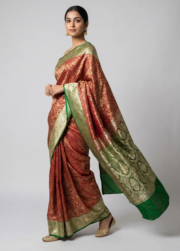 Pink Tanchoi Silk Saree With Blouse Piece One Size
