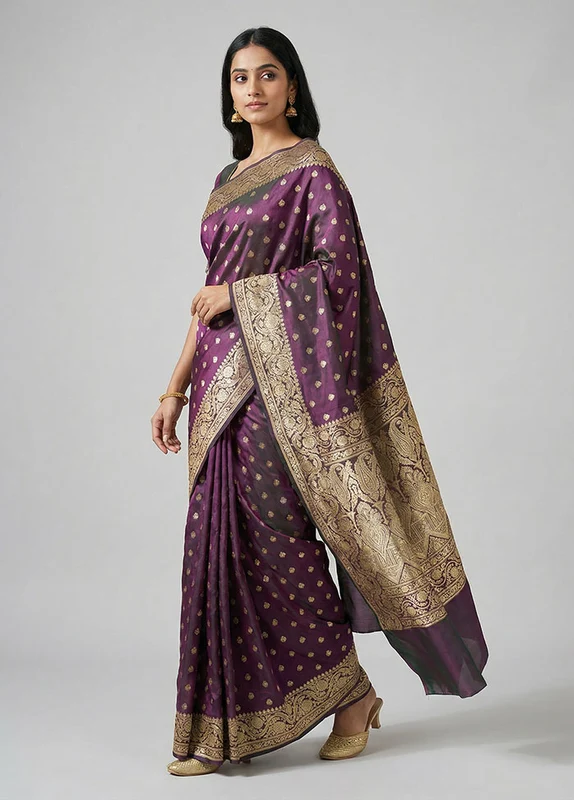 Green Handloom Banarasi Pure Silk Saree With Blouse Piece One Size