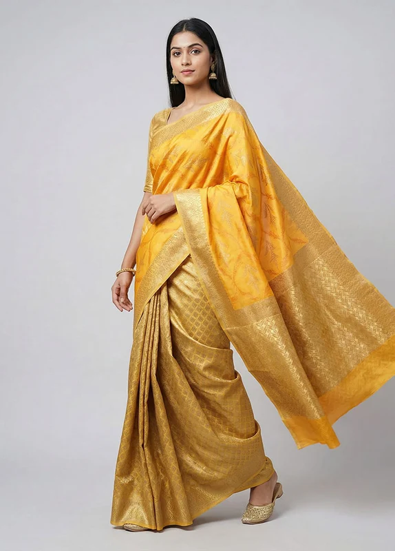 Multicolor Cotton Saree With Blouse Piece One Size
