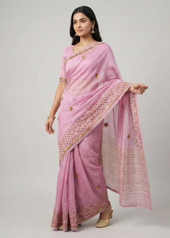 Purple Tissue Silk Saree With Blouse Piece One Size