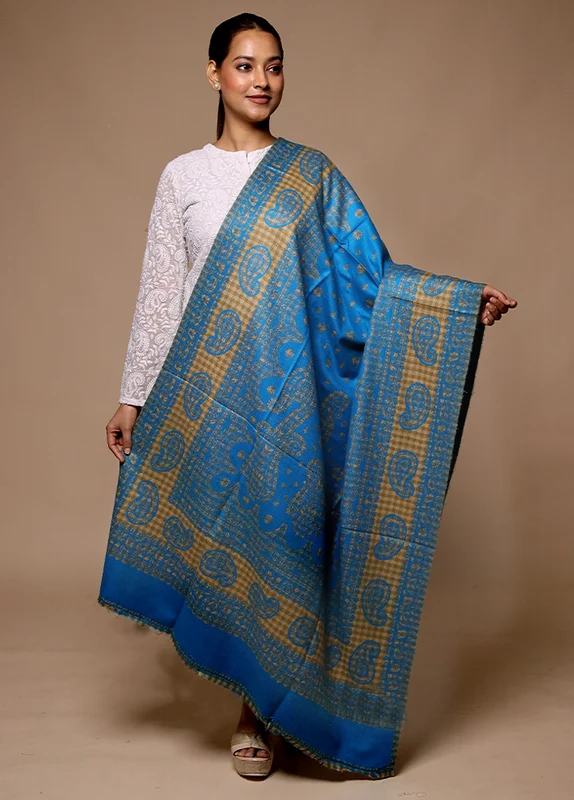 Blue Woven Work Shawl Onesize