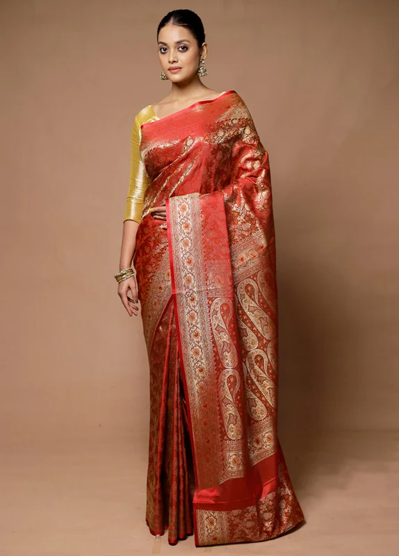 Multicolor Handloom Tanchoi Pure Silk Saree With Blouse Piece Onesize