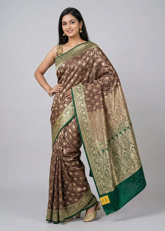 Cream Handloom Tanchoi Pure Silk Saree With Blouse Piece One Size