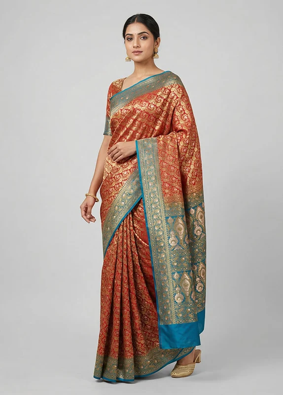 Maroon Handloom Tanchoi Pure Silk Saree With Blouse Piece One Size