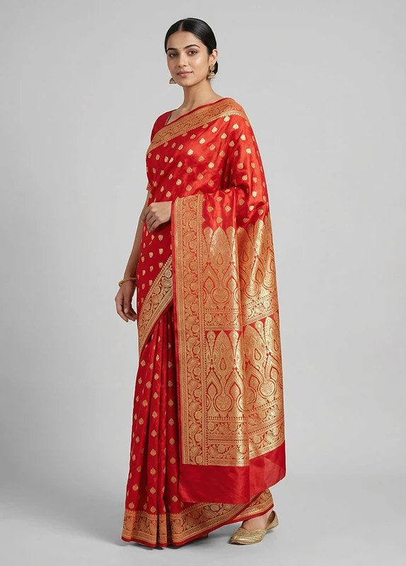 Pink Handloom Tanchoi Pure Silk Saree With Blouse Piece One Size