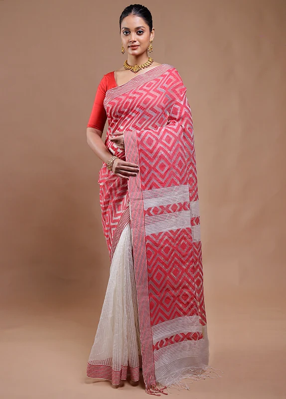 Multicolor Cotton Saree With Blouse Piece Onesize