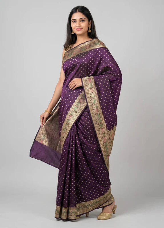 Black Handloom Banarasi Pure Silk Saree With Blouse Piece One Size