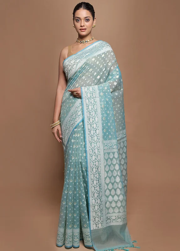 Green Kora Silk Saree With Blouse Piece Onesize
