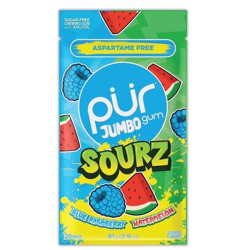 Pur Jumbo Sourz Goma Mascar S/açucar Framboesa Melância -81g