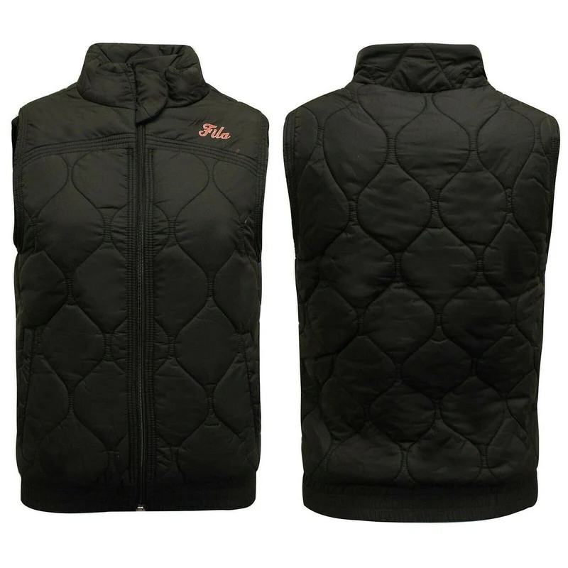 Fia Logo Zip Up Sleeveless Black Womens Padded Gilet U91049 001 10