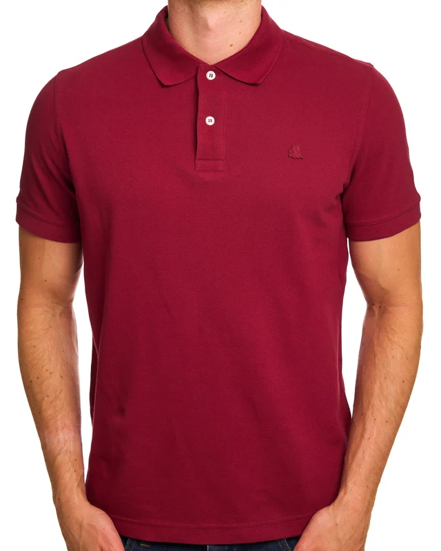 Benetton Polo Shirt Tonal Burgundy L