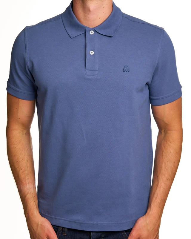 Benetton Polo Shirt Tonal Petrol Blue L